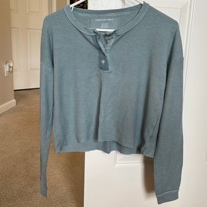 American eagle crop waffle shirt